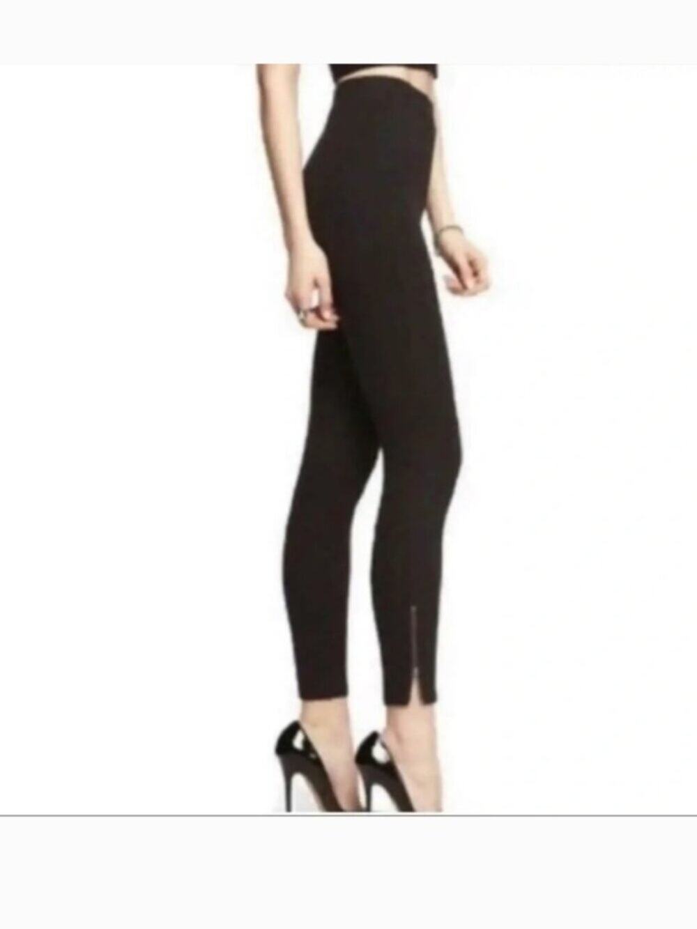 CABI #144 Skinny Zipper Ankle Black Ponte Pants Size M
